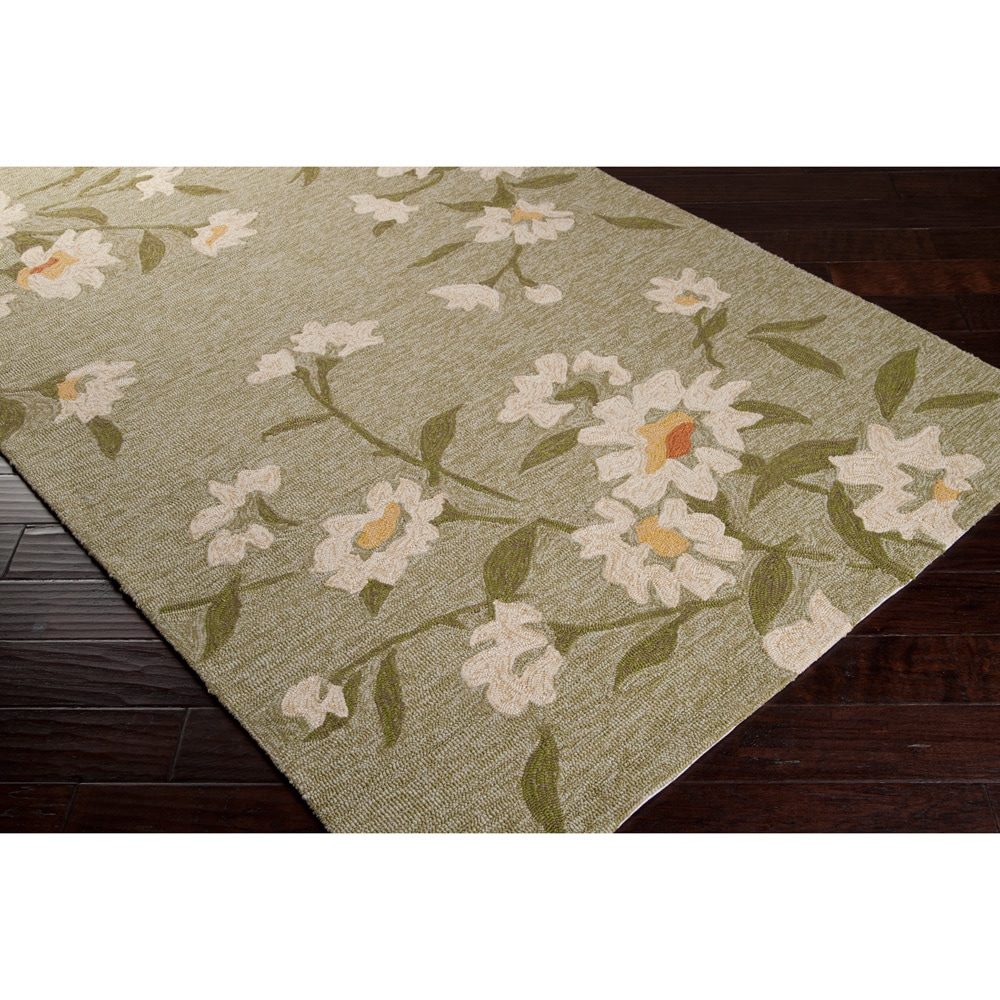 Paule Marrot Editions Hand hooked Green Cumin Floral Indoor/outdoor Rug (5 X 8)