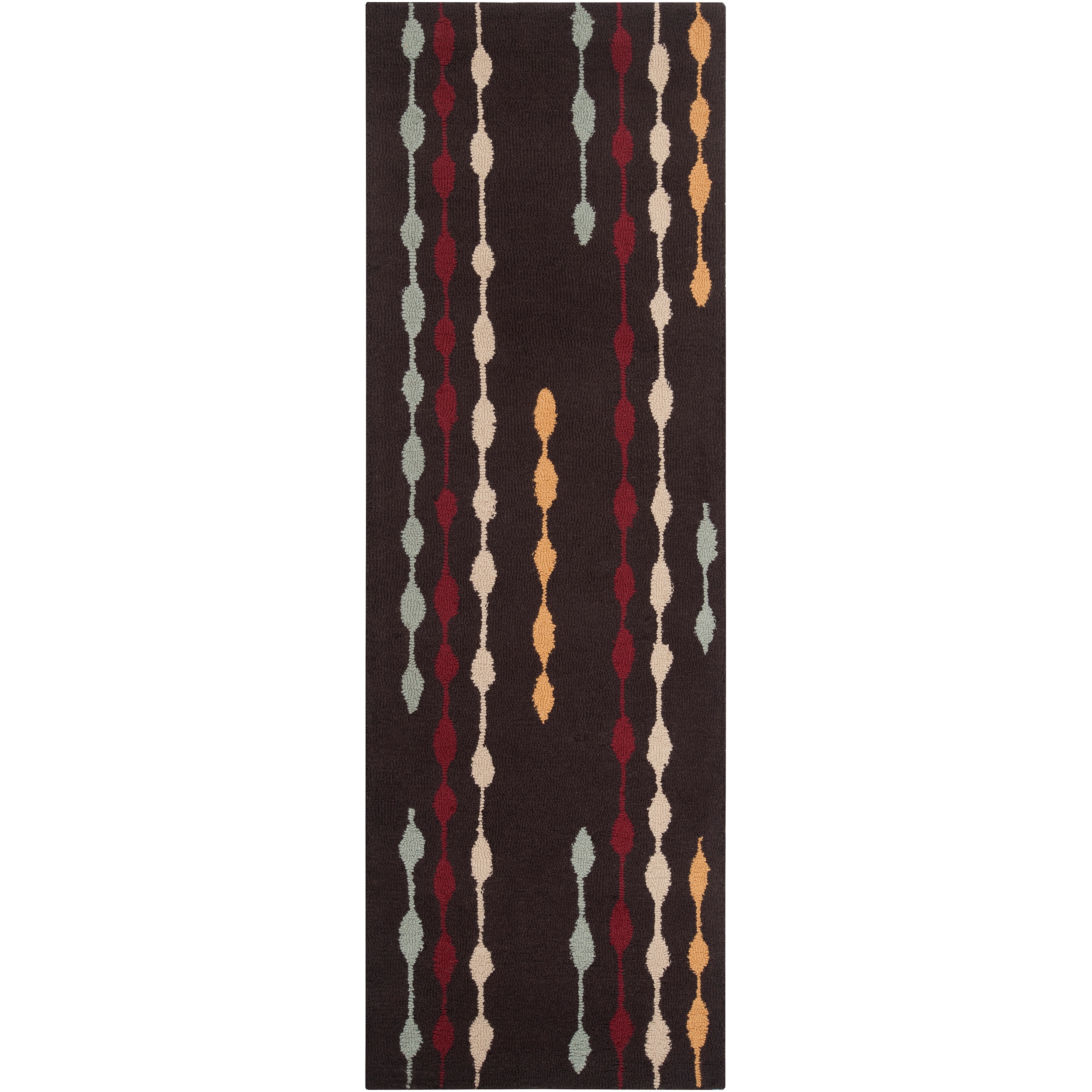 Hand tufted Contemporary Dark Brown Chile Abstract Wool Abstract Rug (26 X 8)