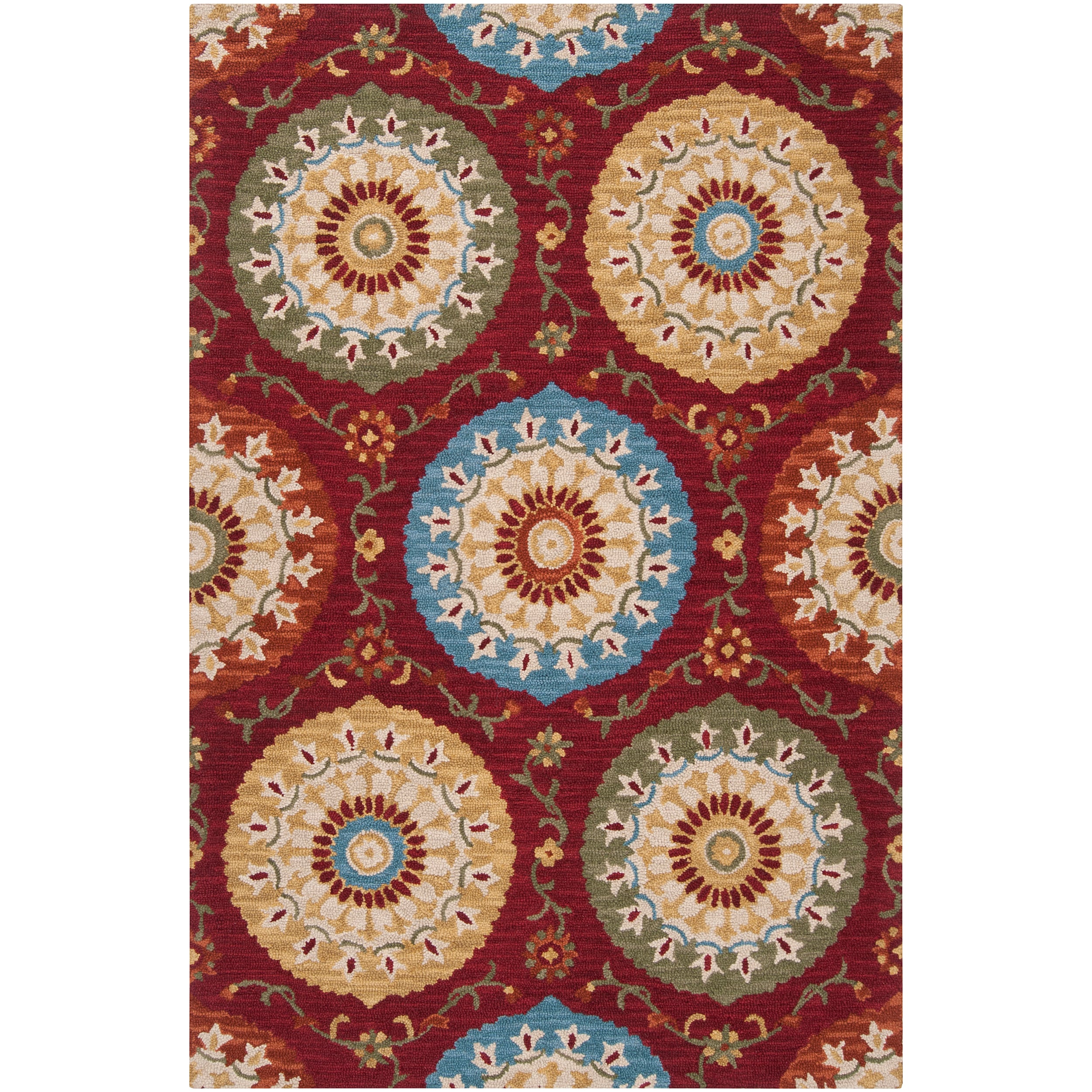 Hand tufted Burgundy Hermones Wool Rug (5 X 8)