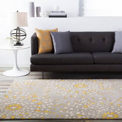 Hand-tufted Contemporary Gray Zandoline New Zealand Wool Abstract Area Rug - 5' x 8'