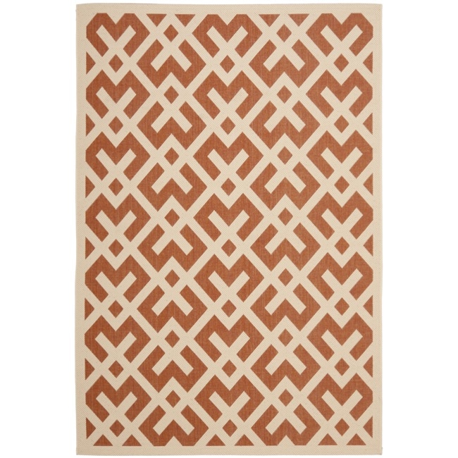 Poolside Terracotta/bone Indoor/outdoor Bordered Rug (8 X 112)