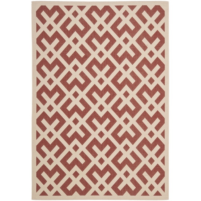 Mold reisistant Poolside Red/bone Indoor Outdoor Rug (4 X 57)