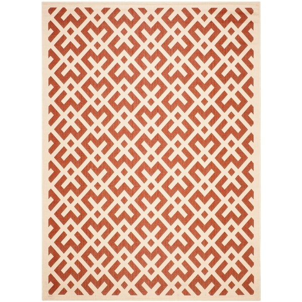 Safavieh Courtyard Contemporary Red/ Bone Indoor/ Outdoor Rug - 9' x 12'