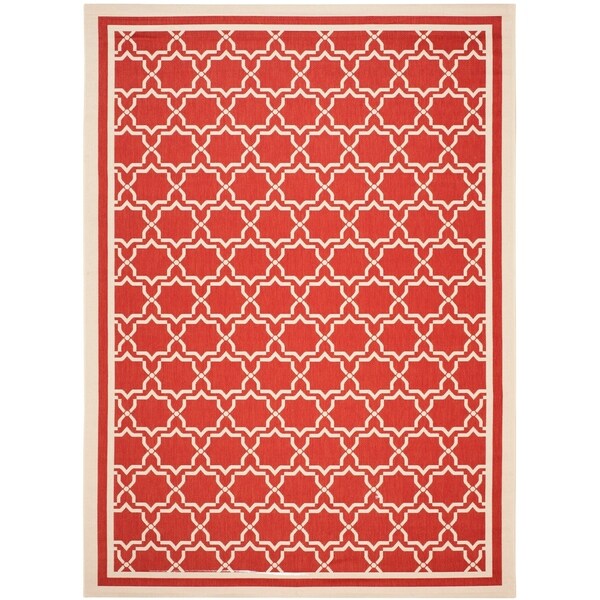 Safavieh Poolside Red/ Bone Indoor Outdoor Rug - 8' X 11'
