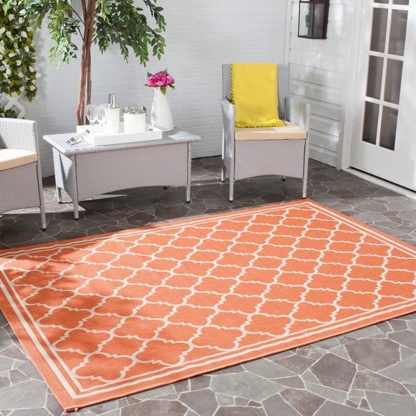 Safavieh Poolside Terracotta/ Bone Indoor/ Outdoor Area Rug - 6'7 x 9'6