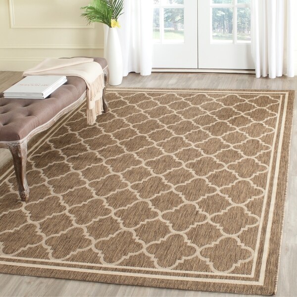 Safavieh Poolside Brown/ Bone Indoor Outdoor Rug - 8' x 11'2