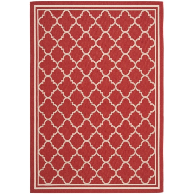 Power loomed Poolside Red/bone Indoor Outdoor Rug (4 X 57)