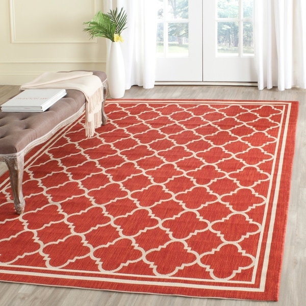 Safavieh Poolside Red/Bone Indoor/Outdoor Area Rug - 8' x 11'2'