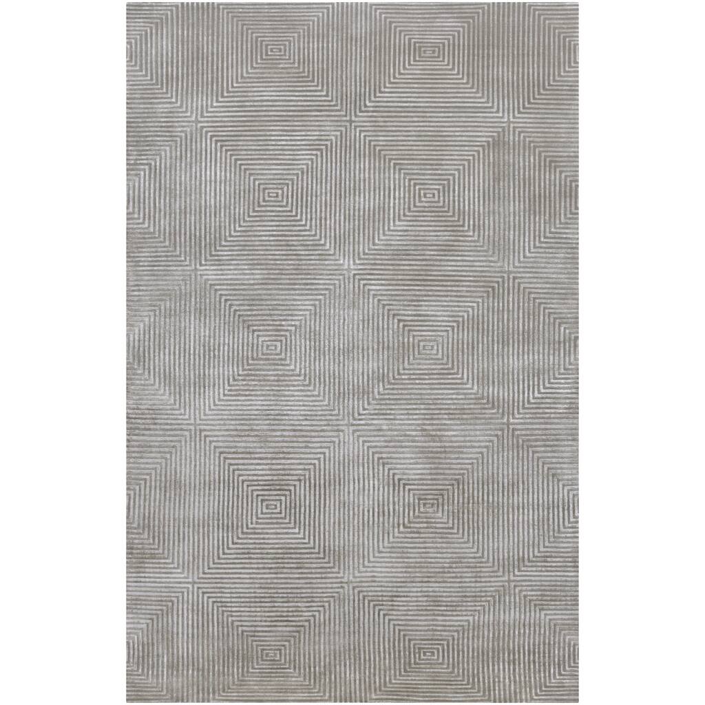 Hand-knotted Gray Apeiro Geometric Wool Area Rug - 5' x 8' - 5' x 8'