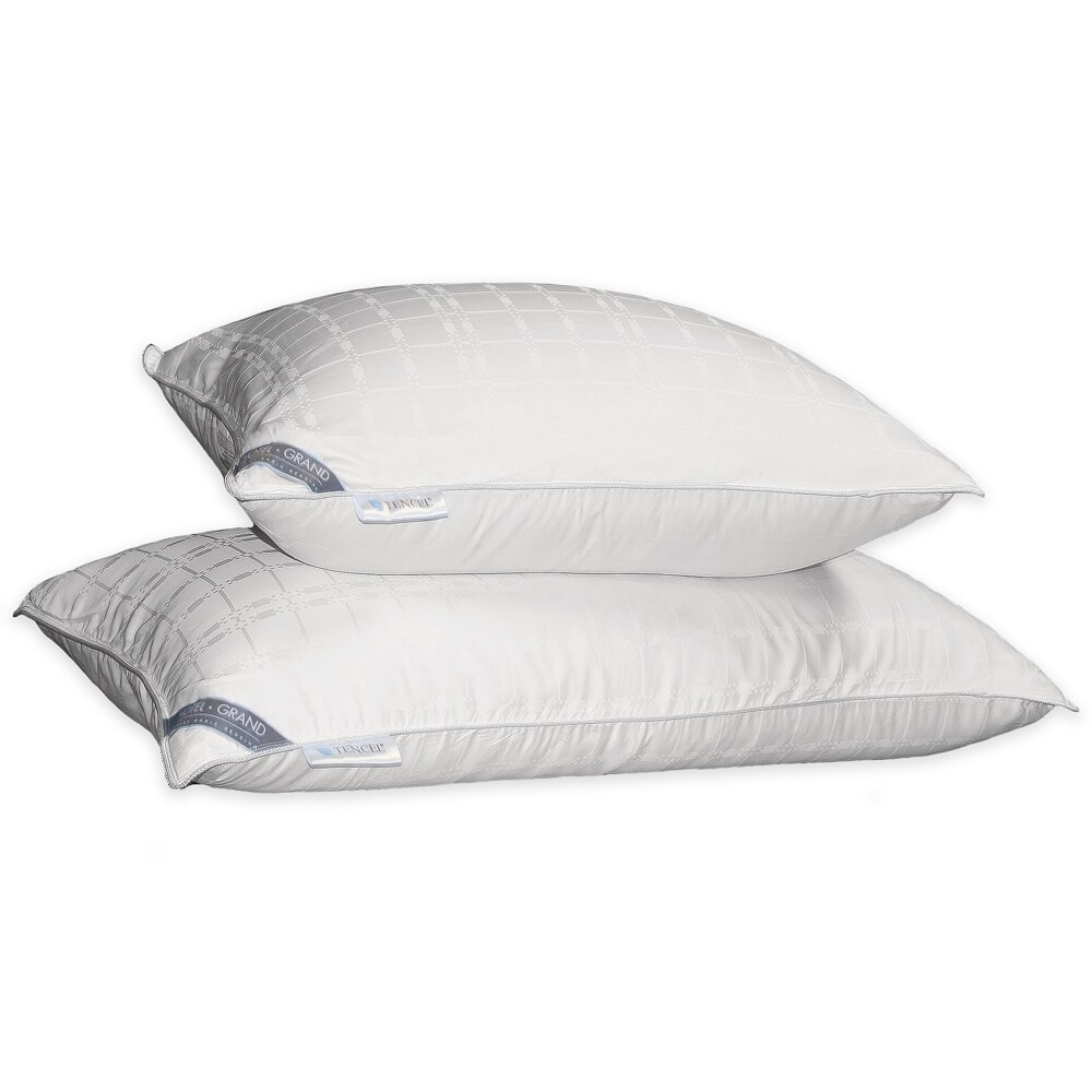 Shop Hotel Grand Tencel Check White Down Pillow On Sale Free