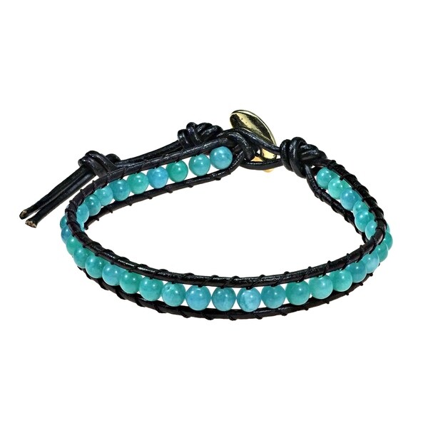 Handmade Round Charm Single Strand Leather Bracelet Thailand Handmade Round Charm Single Strand Leather Bracelet Thailand