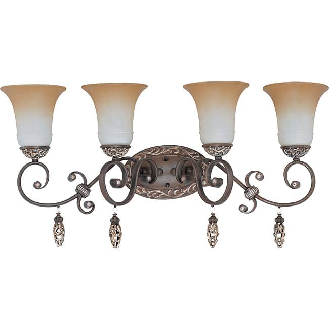 Palermo Vanity and Wall 4-light Cappuccino Finish with Amaretto Glass