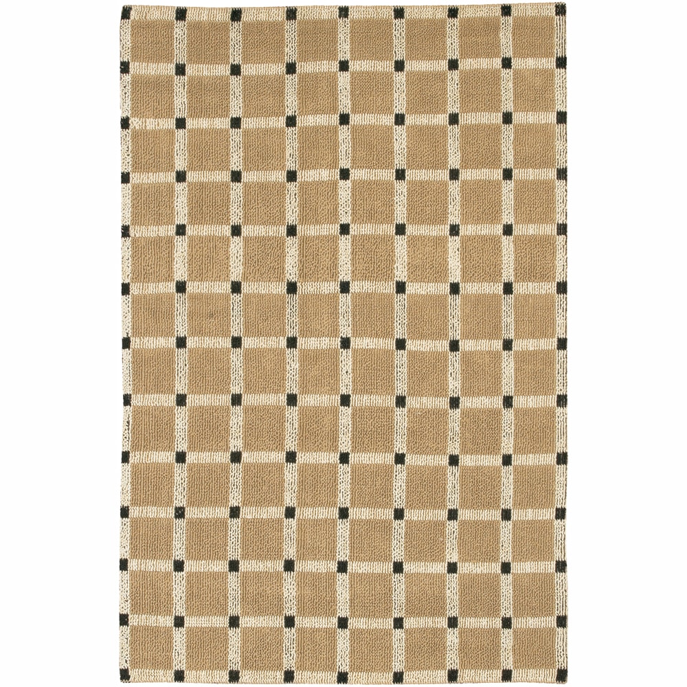 Hand woven Mandara Checkerboard Patterned Tan And Black Rug (79 X 106)