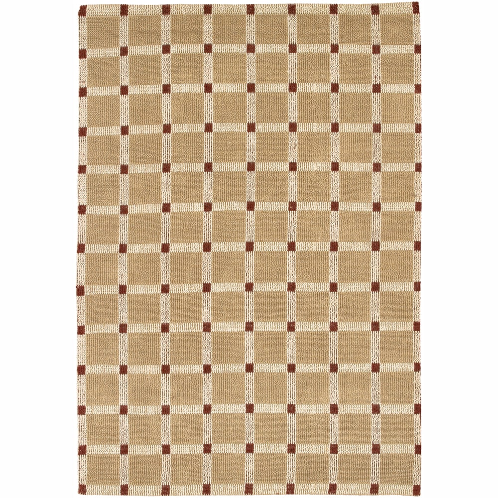 Handwoven Mandara Tan/burgundy Rug (5 X 76)