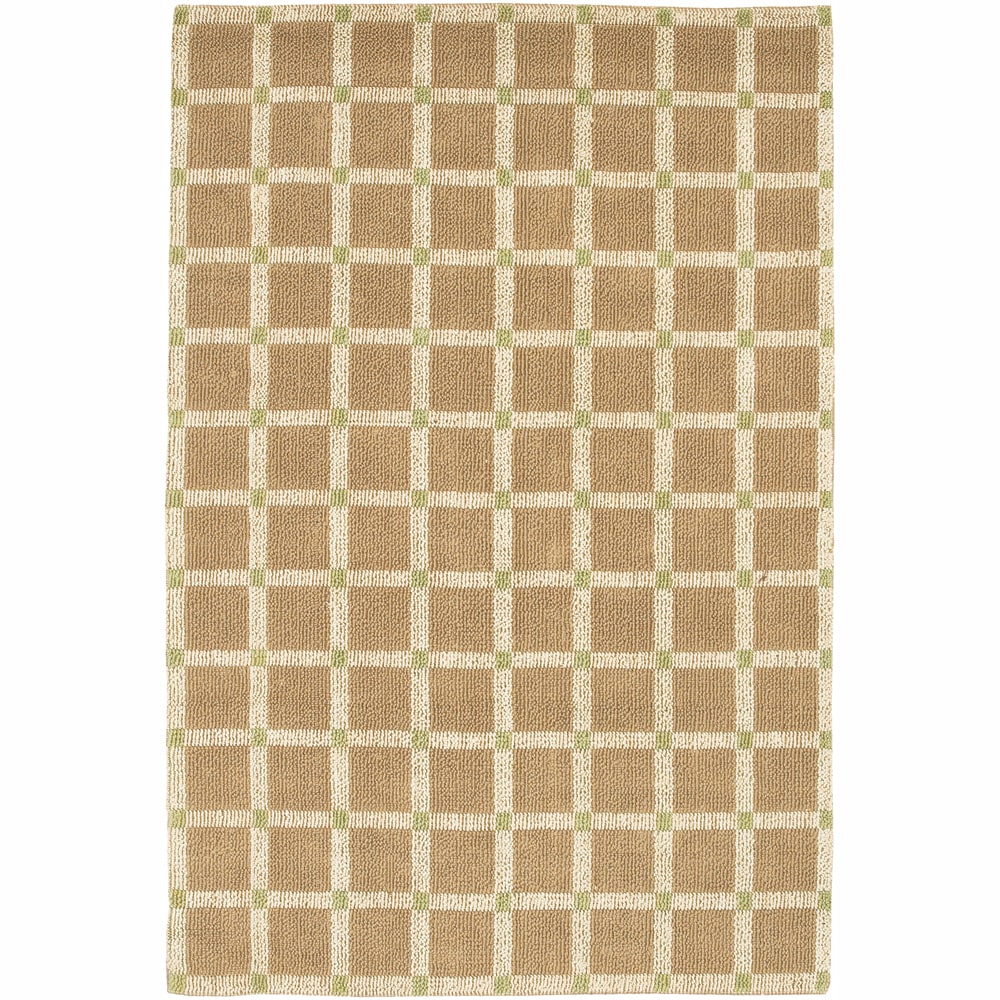 Hand woven Rectangular Mandara Tan Rug (79 X 106)