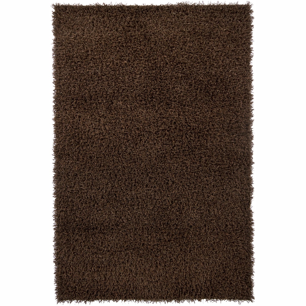 Handwoven Mandara 1.5 inch Brown/black Shag Rug (79 X 106)