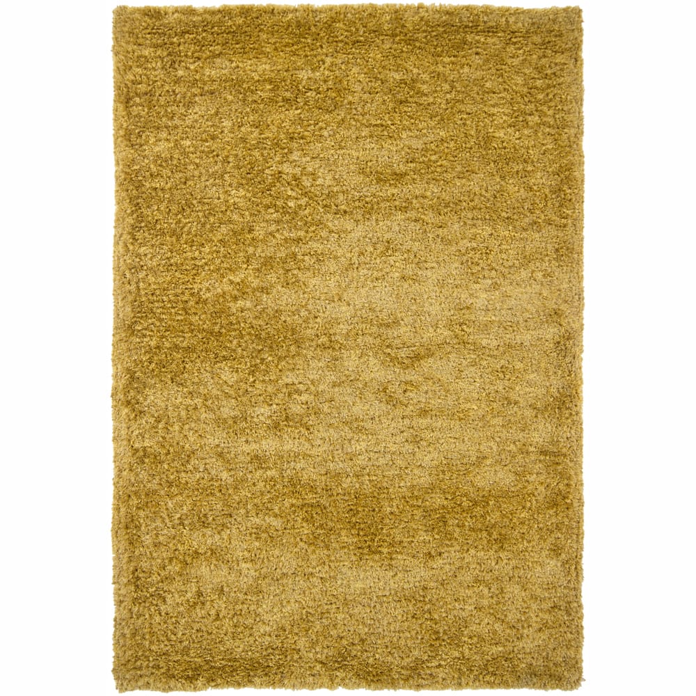Hand-woven Mandara Gold Shag Rug (5' x 7'6)