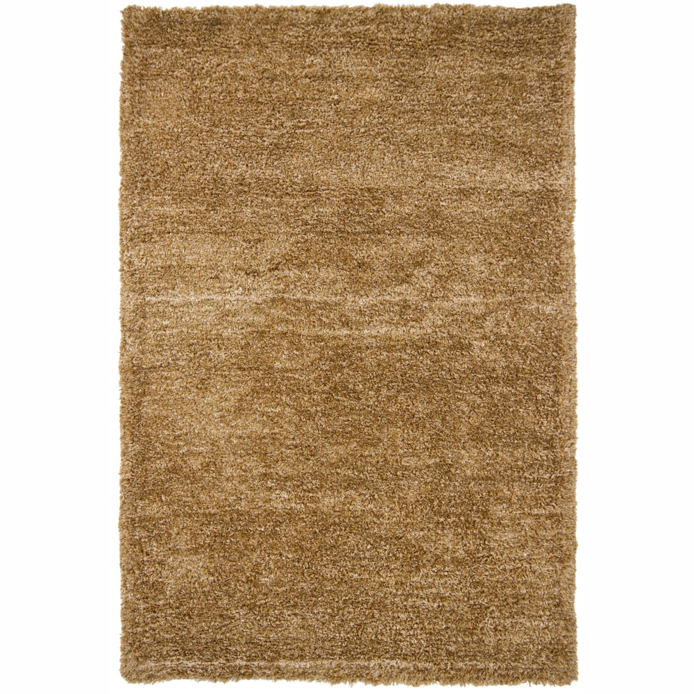 Handwoven Beige/gold/tan Mandara Shag Rug (5 X 76)