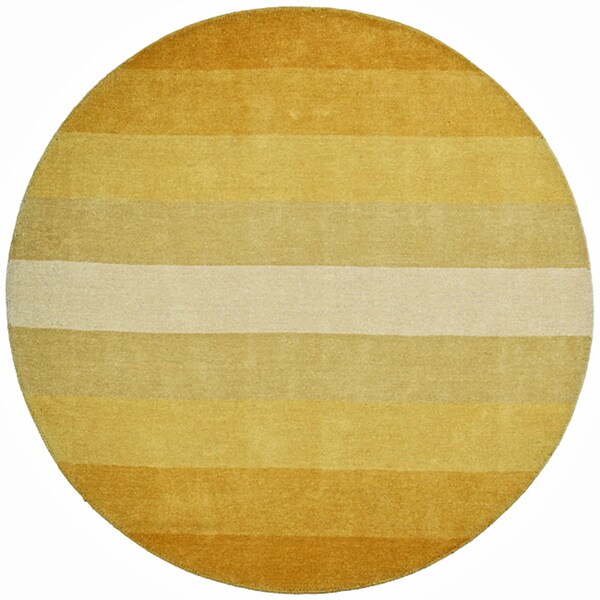 Hand-tufted Yellow Stripe Wool Rug (6' Round) - Free Shipping Today ...