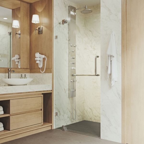 VIGO Pirouette Clear Adjustable Frameless Pivot Shower Door