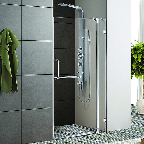 Vigo 36 inch Clear Glass Frameless Shower Door with Chrome Hardware