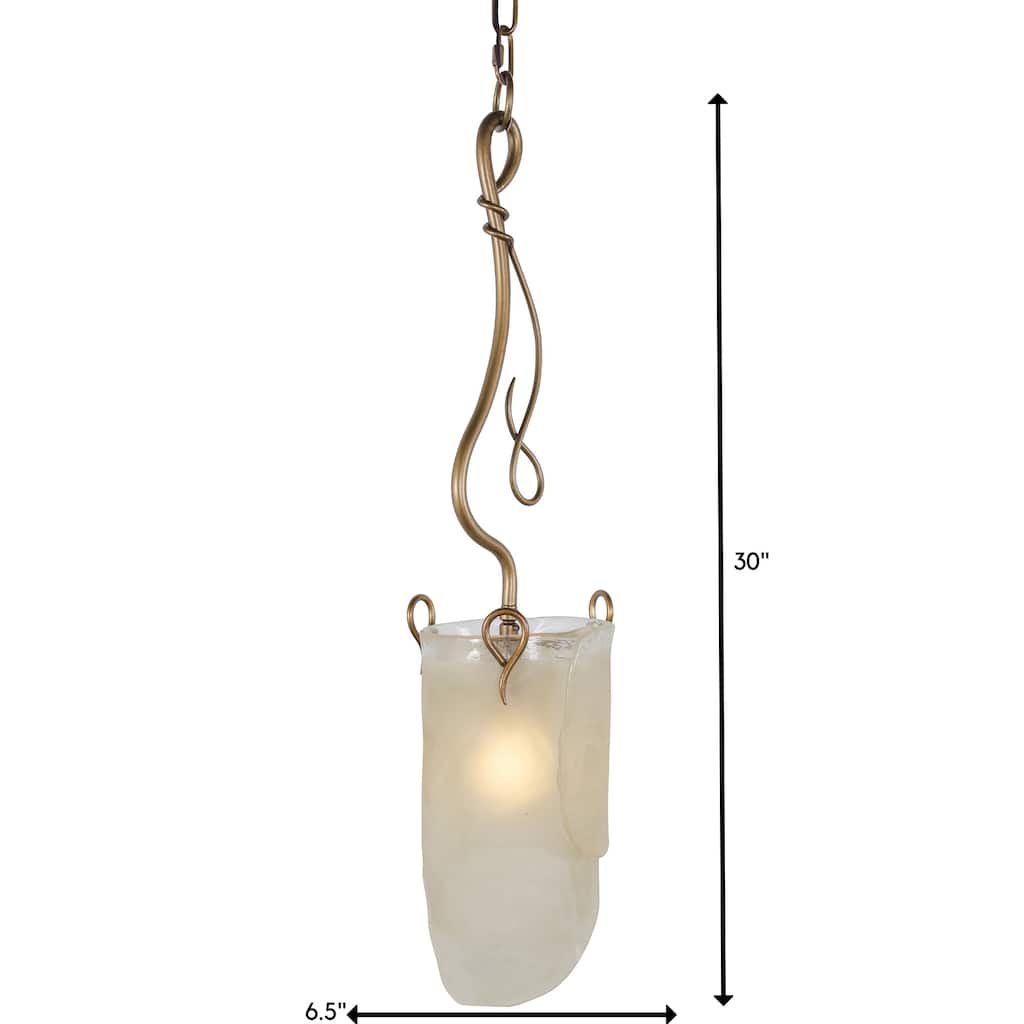 Varaluz Soho 1-light Brown Hammered Ore Ice Glass Mini Pendant Light Fixture