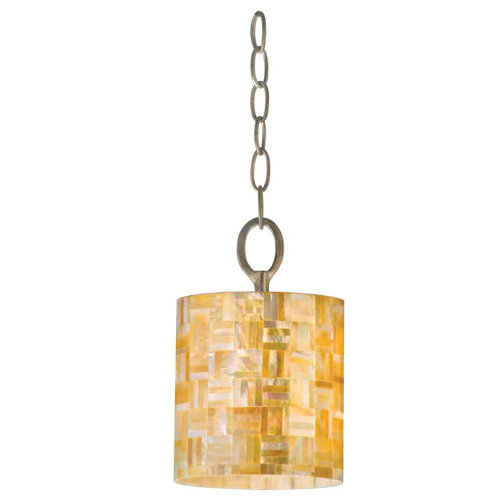 Naturals 1-light Yellow Mother-of-Pearl Shell Mini Pendant Light Fixture