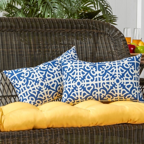 19x12inch Rectangular Outdoor Indigo Accent Pillows (Set of 2) 12h x