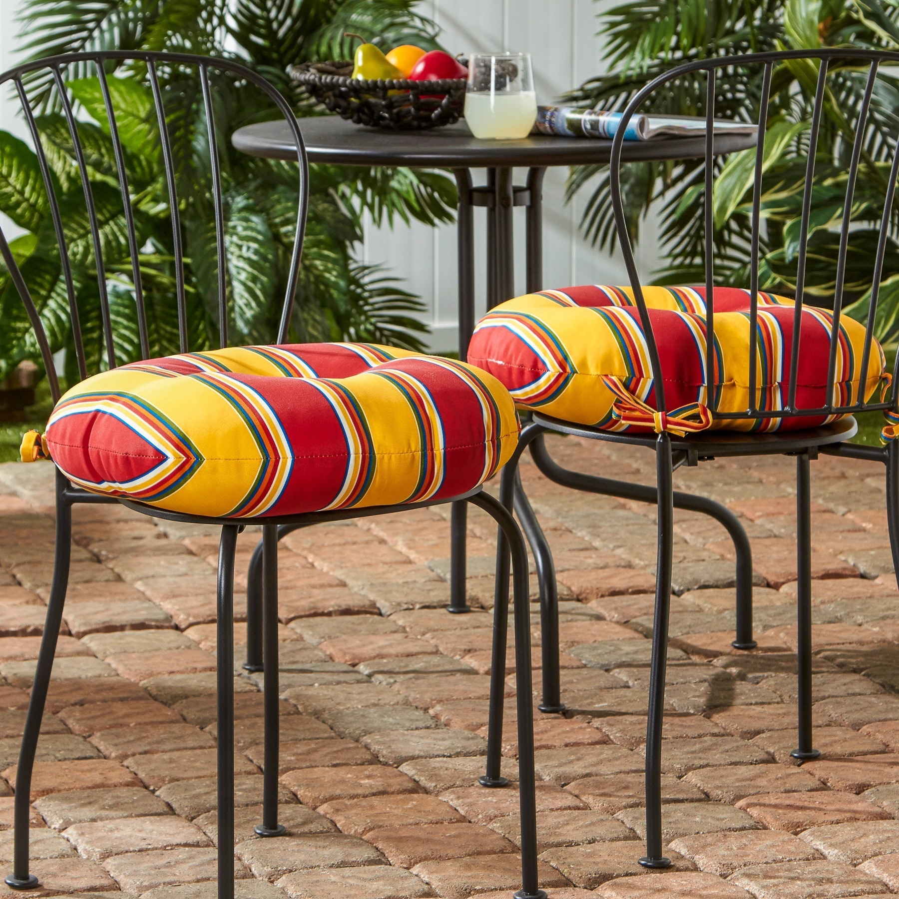 Mayan Stripe18 inch Round Outdoor Bistro Chair Cushion (set Of 2)