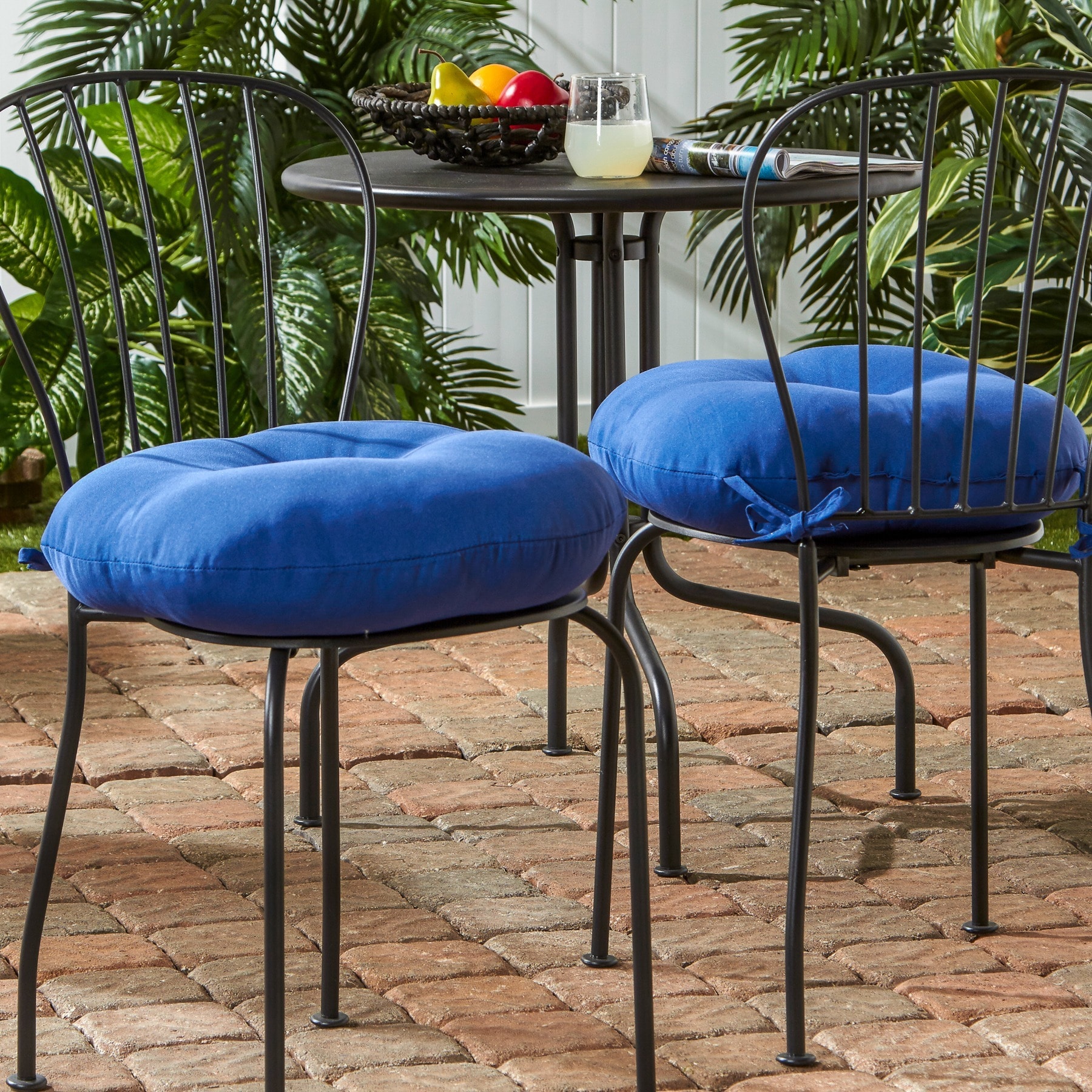 18 inch Round Outdoor Marine Blue Bistro Chair Cushion (set Of 2)