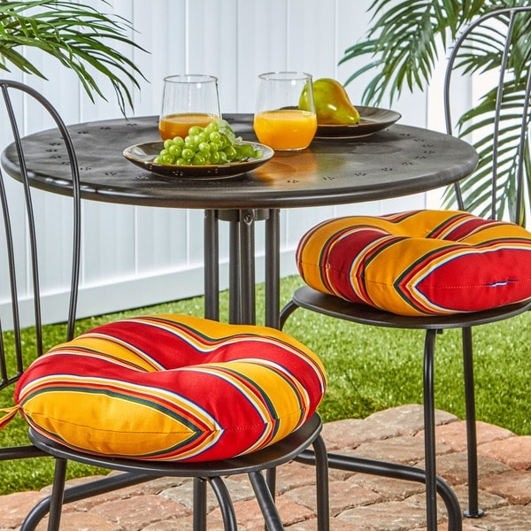 15-inch Round Outdoor Carnival Bistro Chair Cushions (Set of 2) - Free
