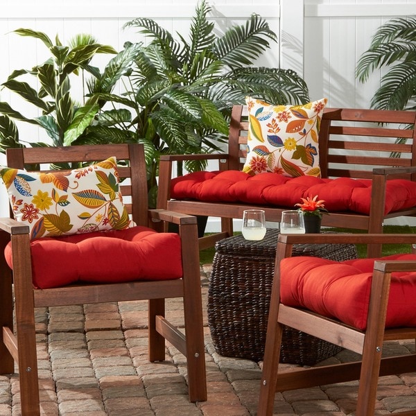 outdoor red bench cushion