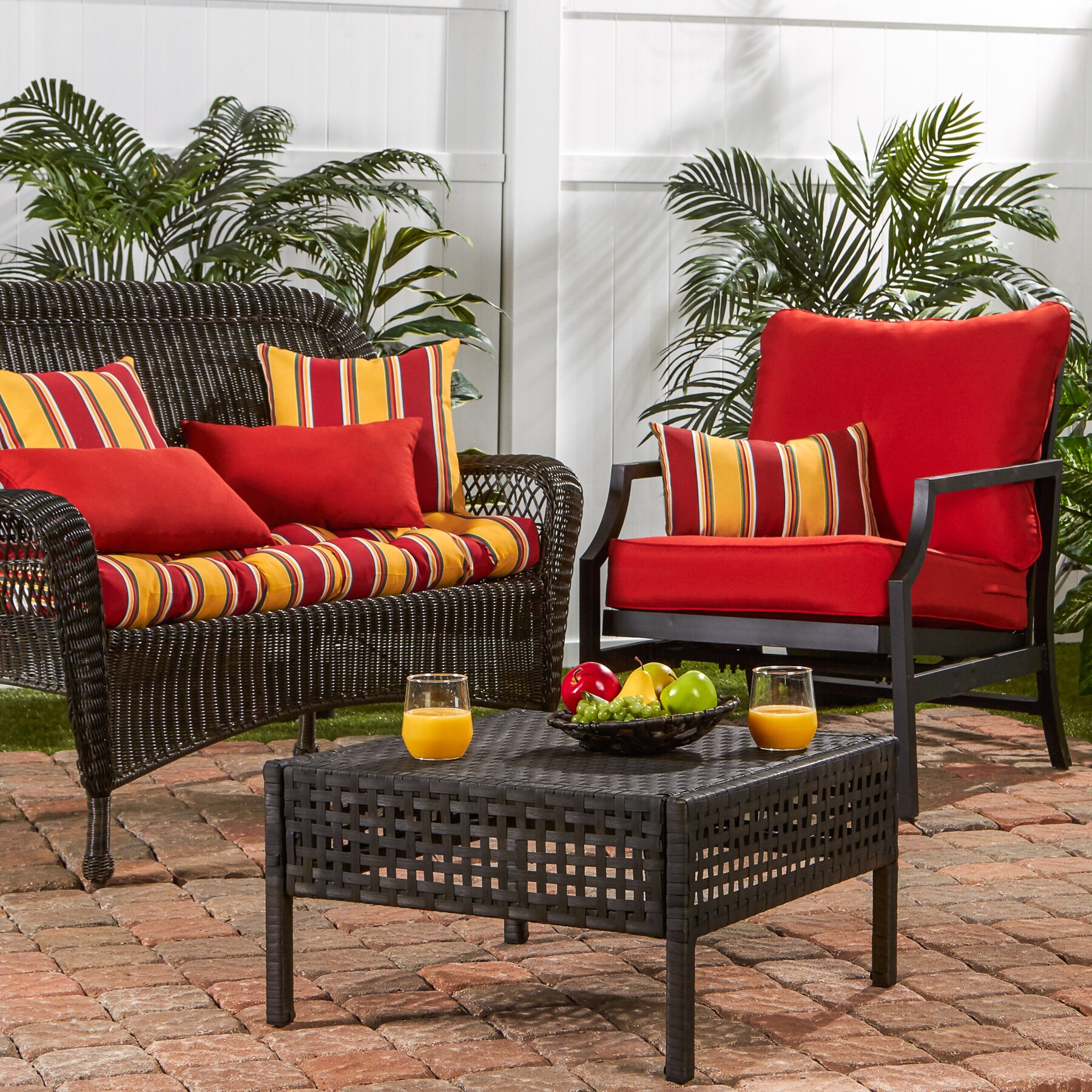 Carnival Red/ Yellow Striped 44-inch Outdoor Swing/ Bench Cushion