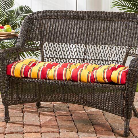 Elminton Red/ Yellow Striped 44-inch Outdoor Swing/ Bench Cushion by Havenside Home - 17w x 44l