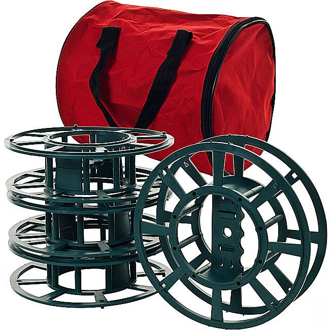 Set of 4 Extension Cord Reels with Bag - Holds 1 to 2 Cords or Christmas Light Strands Each by Stalwart