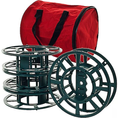 Set of 4 Extension Cord Reels with Bag - Holds 1 to 2 Cords or Christmas Light Strands Each by Stalwart