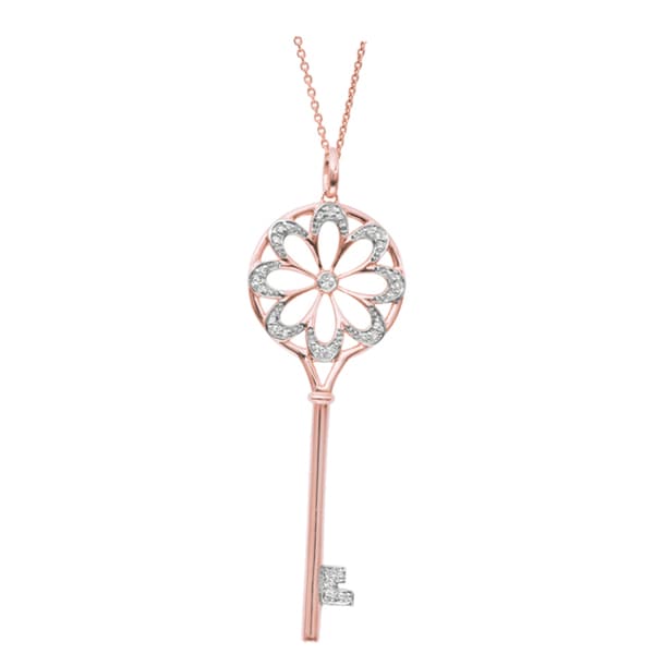 Shop Rose Gold over Silver 1/6ct TDW Diamond Flower Necklace (H-I, I1
