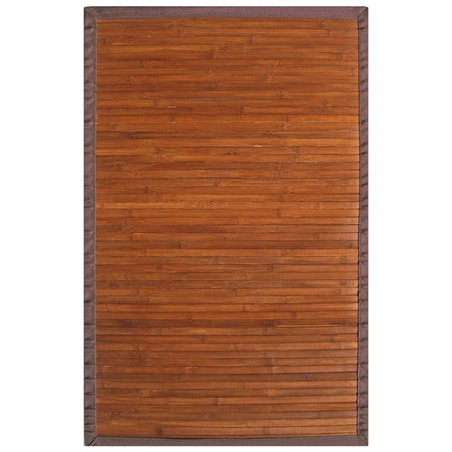 Truffle Bamboo Rug With Brown Border (5 X 8)