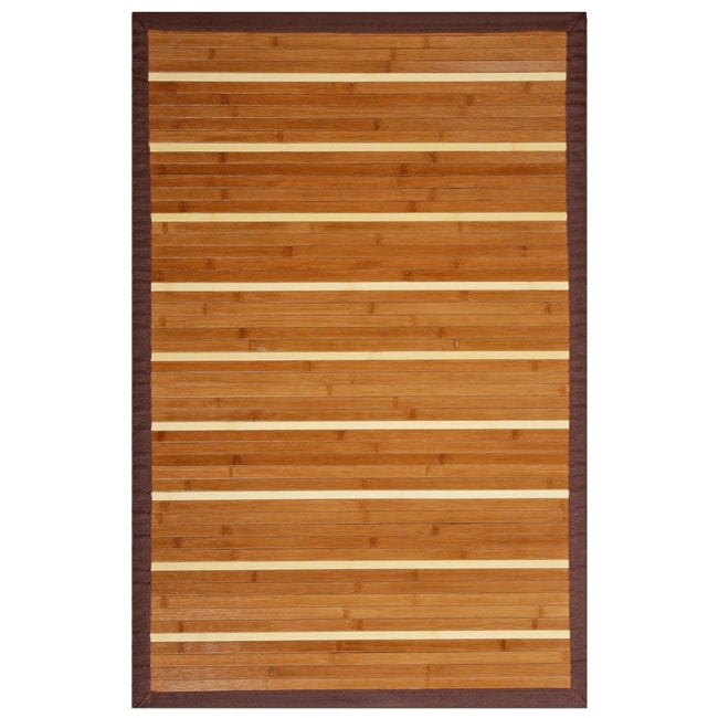 Teak And Holly Bamboo Rug With Brown Border (4 X 6)