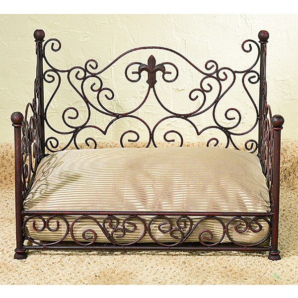 Shop Antique Brown Fleur de Lis Iron Pet Bed Free Shipping Today