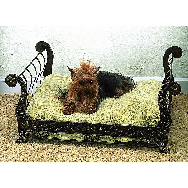 Shop Faux Antique Brass Iron and Tole Pet Sleigh Bed Free Shipping
