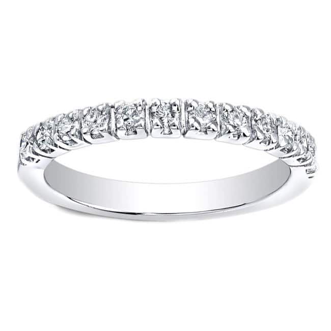 Auriya 5/8ctw Ultra-Thin Stackable Diamond Wedding Band 14k Gold (H-I, I1-I2) - 4 - White