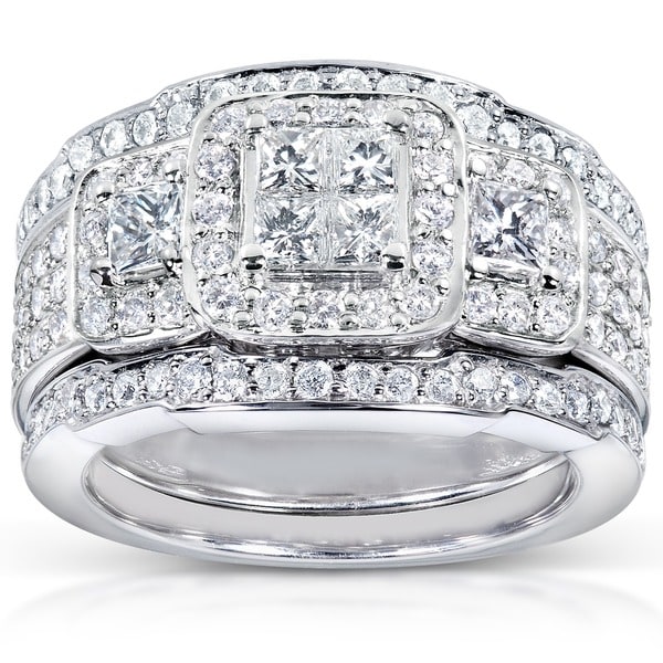 Shop Annello by Kobelli 14k White Gold 1 1/3ct TDW Diamond 3-piece ...