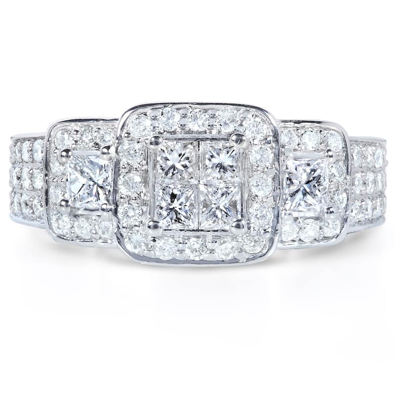 Annello by Kobelli 14k White Gold 1ct TDW Diamond Engagement Ring