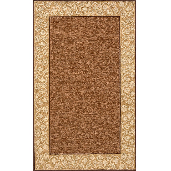 South Beach Indoor/outdoor Brown Floral Border Rug (2 X 3)