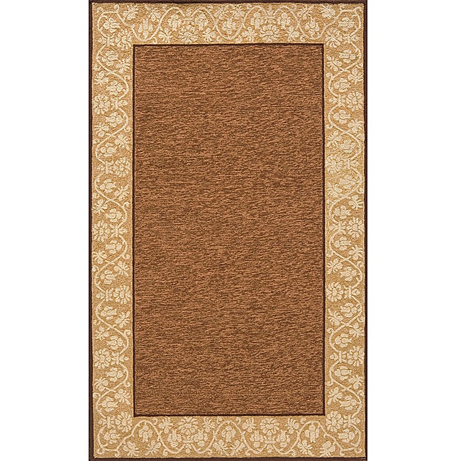 South Beach Indoor/outdoor Brown Floral Border Rug (39 X 59)