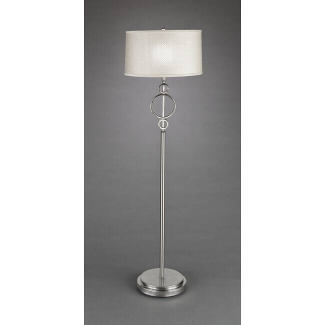Contemporary 1-Light Brushed-Nickel White Floor Lamp