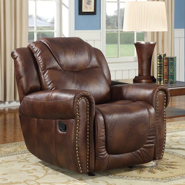 Witiker Brown Faux Leather Rocker Reclining Chair