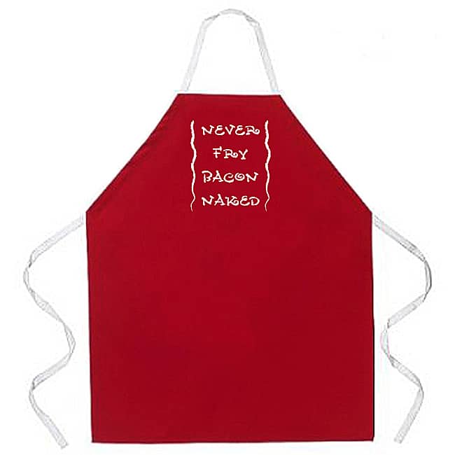 'Never Fry Bacon Naked' Apron-Red