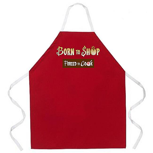 'Born to Shop Forced To Cook' Apron-Red